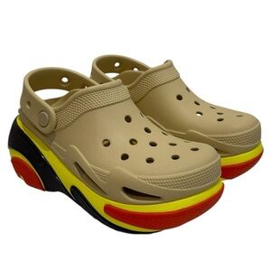 New Crocs Women Sesame Bubble Crush Clogs Sz 6 Colorful Platform Casual Comfort‎